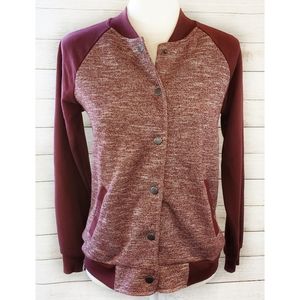 Forever 21 Maroon Button Up Varsity Jacket